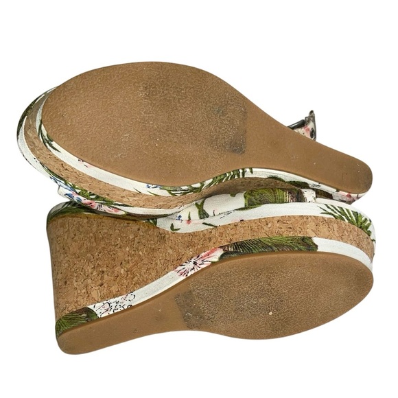 Lust For Life Floral Print Cork Wedge Sandals Sz 8 - Picture 4 of 7